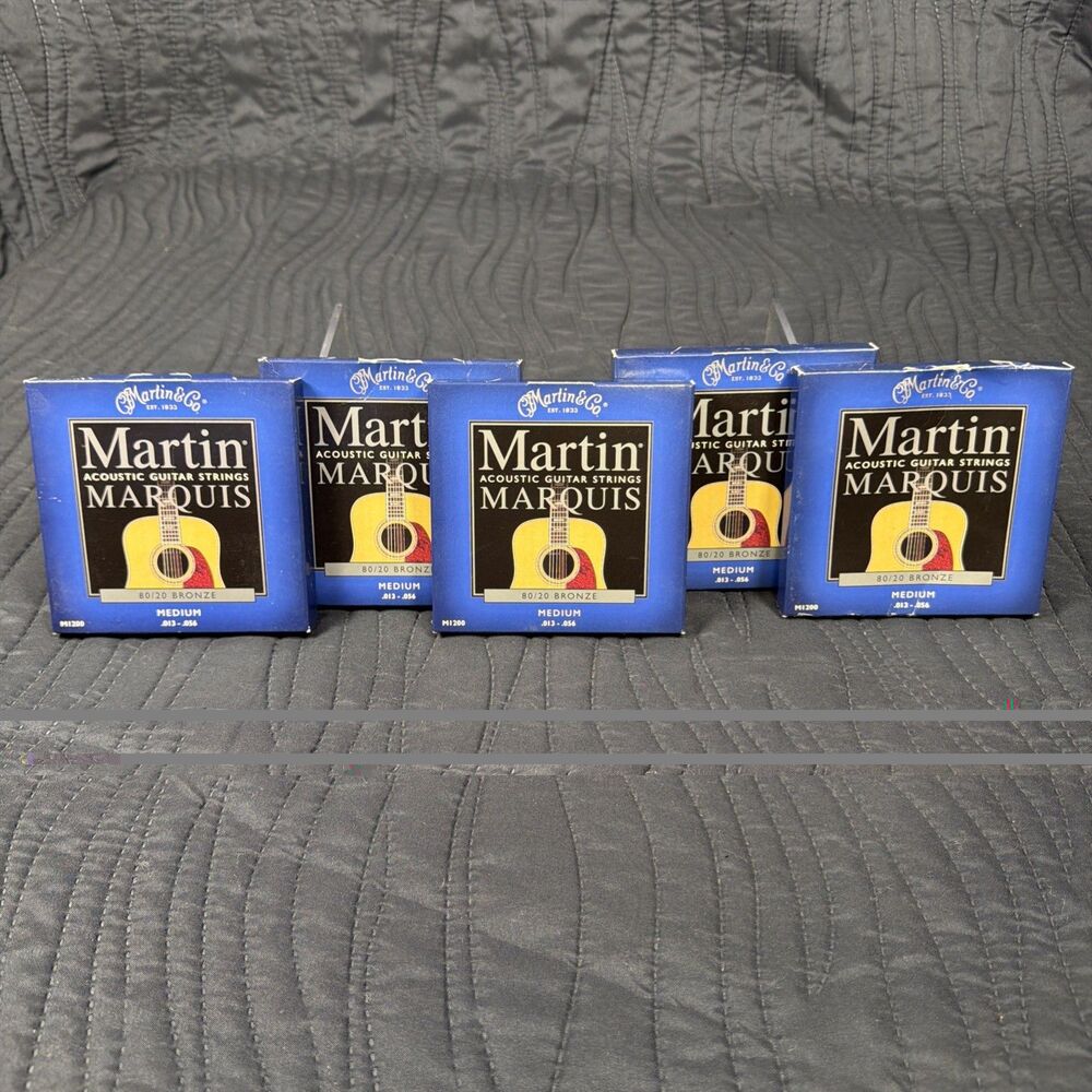 5 Vintage Martin Marquis M1200 Acoustic Guitar String Sets Medium .013-.056